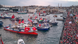 Félmillióan tüntettek Isztambulban a Gázai övezetért